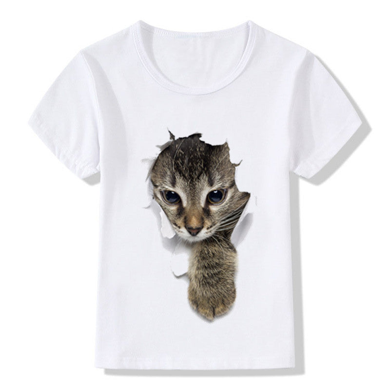 Casual Short-sleeved Cat 3d Printed Children's T-shirt - Premium T-shirt Jongens from My Store - Just €14.04! Shop now at KIYOO Royal Brand