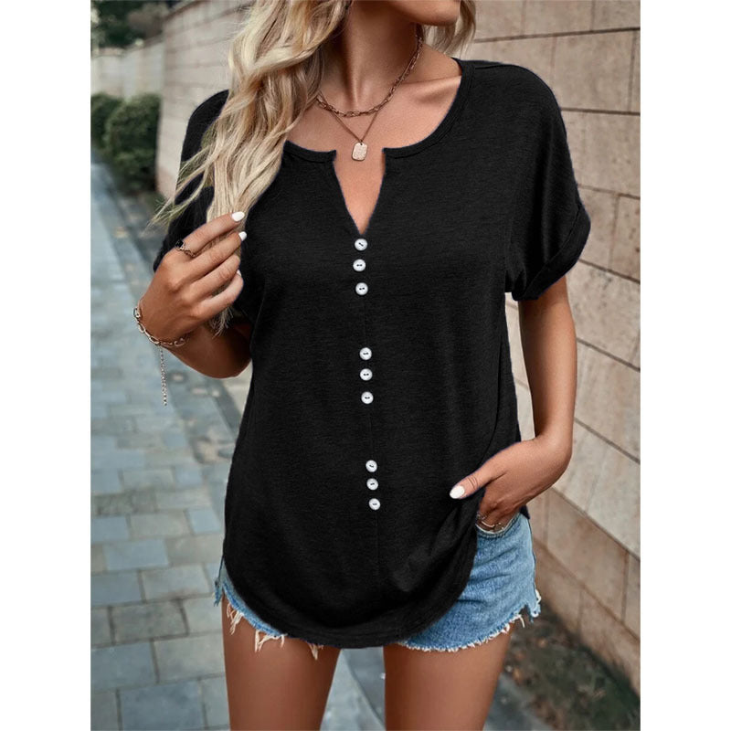 Tops met V-hals en korte mouwen - Premium topjes/shirt from My Store - Just €32.02! Shop now at KIYOO Royal Brand