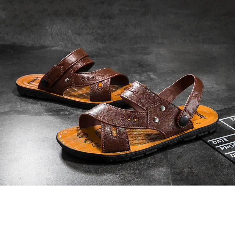 Men's Summer Sandals Beach Shoes Leather Casual Fashion - Premium Sandalen & Slippers from My Store - Just €15.45! Shop now at KIYOO Royal Brand