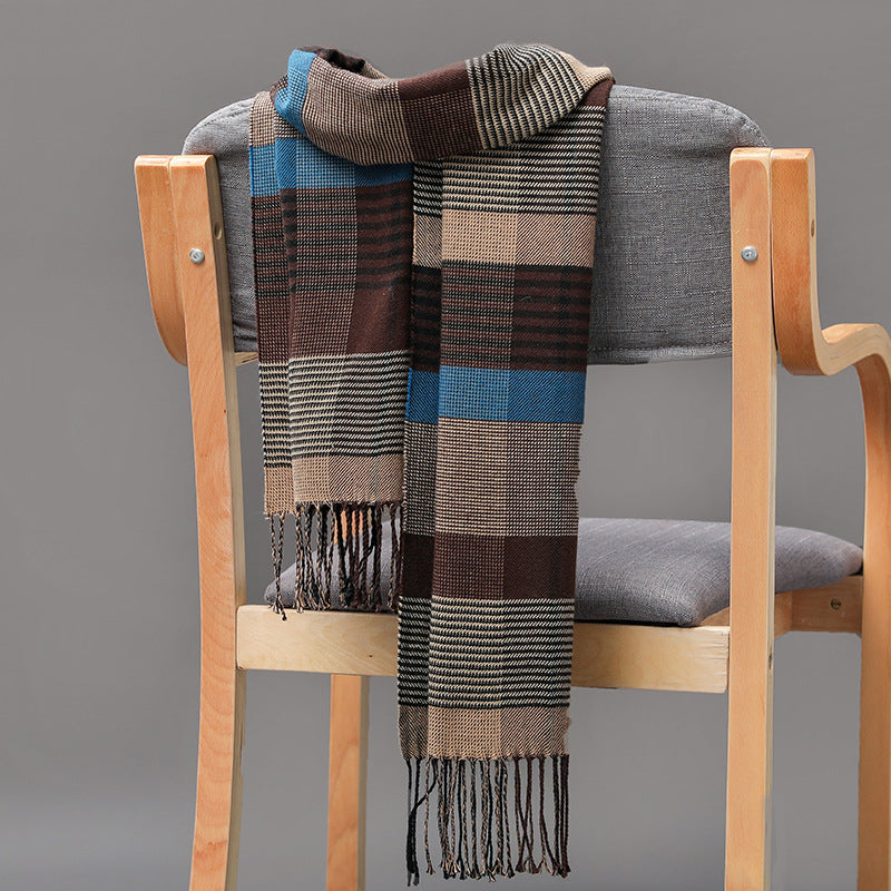 Cashmere Fringed Couple's Checked Scarf