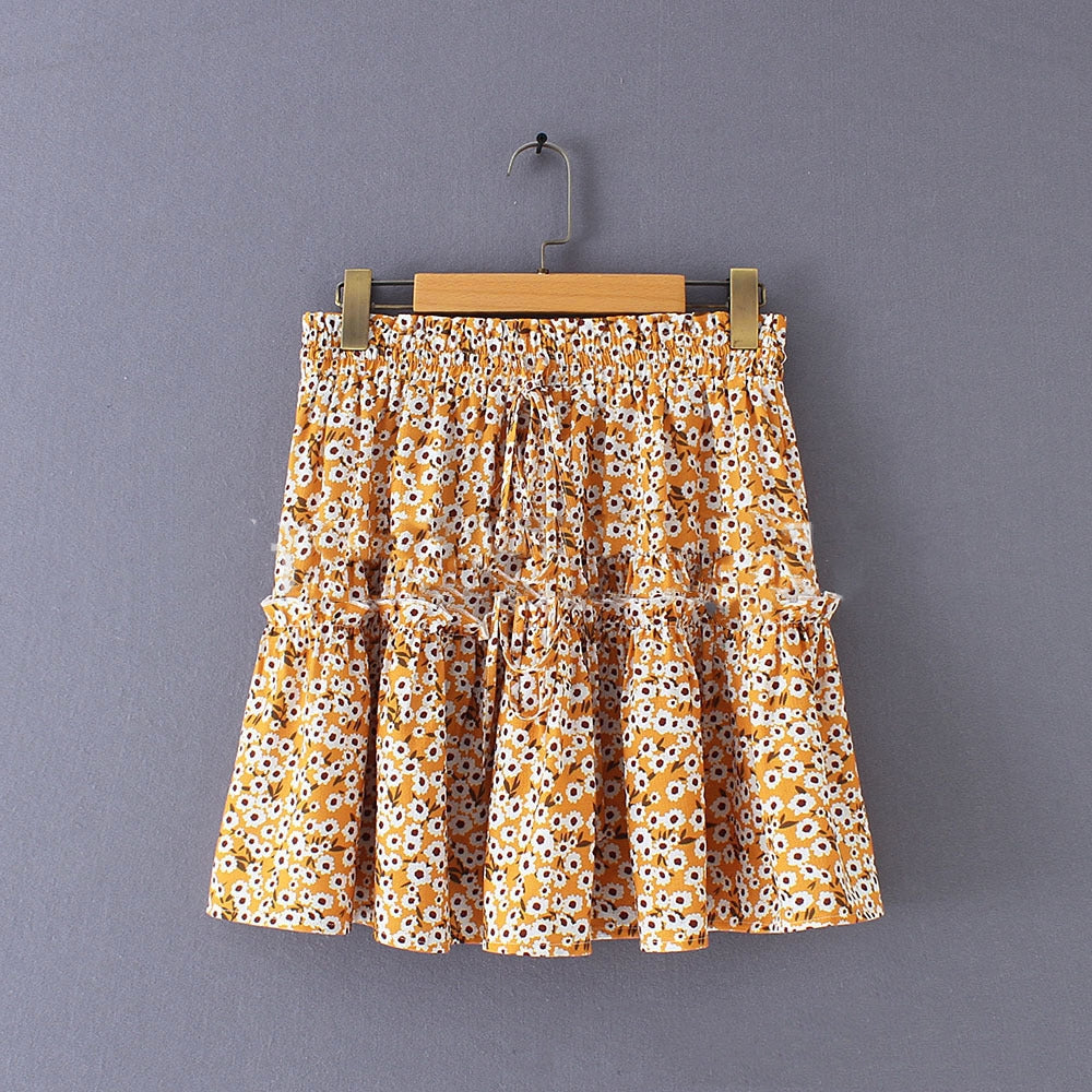 Women's Multi-color Sexy Print Lace Slimming Skirt