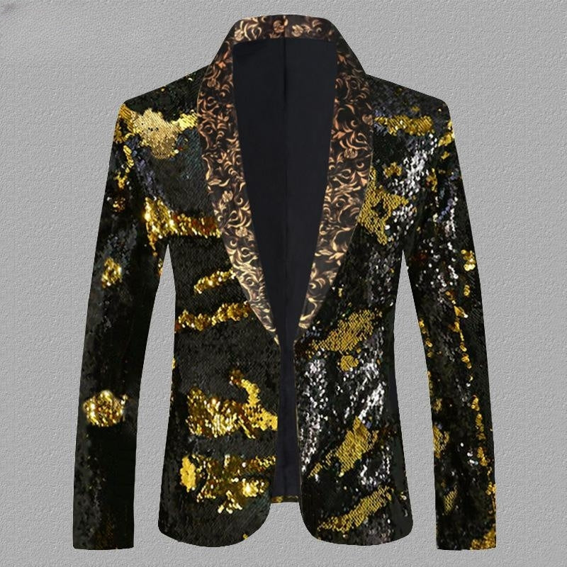 Sequined Turning Piece Performance Dress Male Singer Host Stage Performance Suit