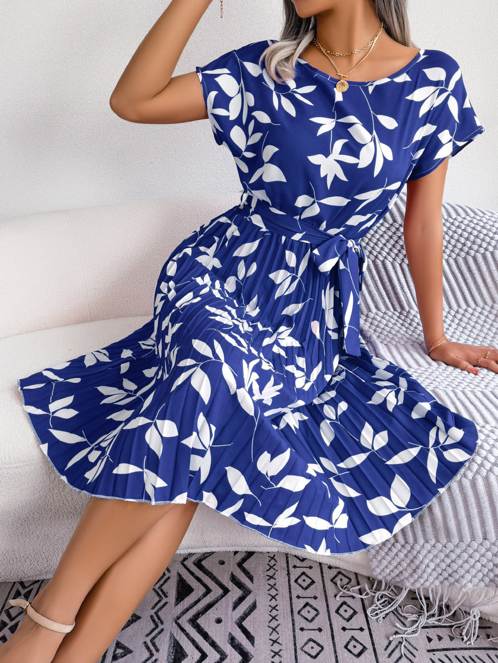 Leaf Print Dress - Premium Jurken from My Store - Just €38.07! Shop now at KIYOO Royal Brand