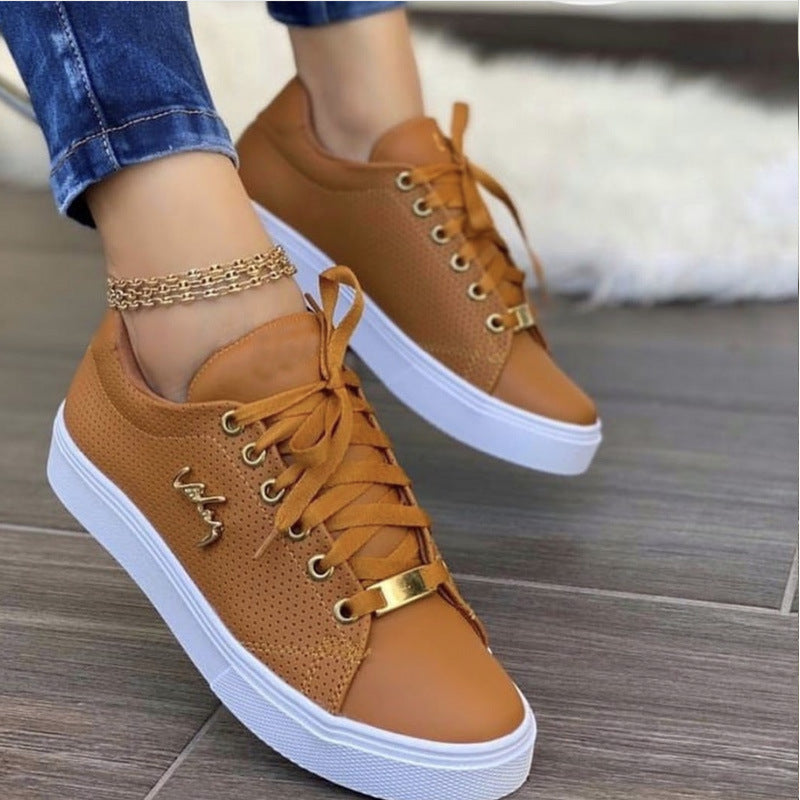 Lace Up Round Toe Sneakers Breathable Sports Low Top - Premium Dames sportschoenen from My Store - Just €42.61! Shop now at KIYOO Royal Brand