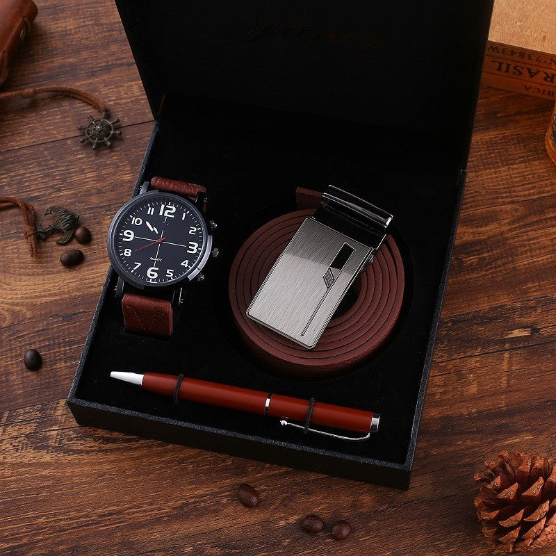 Business Belt Wallet Wrist Watch Pen Gift Box Set For Men - Premium Riemen from My Store - Just €59.11! Shop now at KIYOO Royal Brand