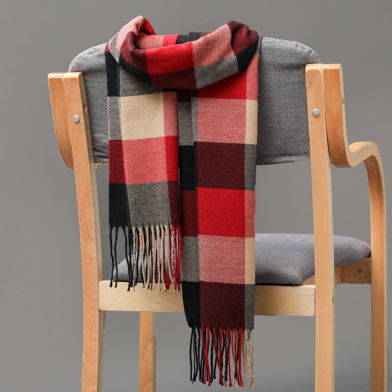 Cashmere Fringed Couple's Checked Scarf