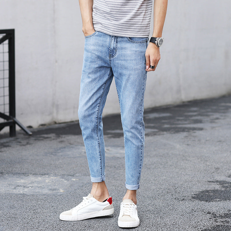 Fashion Men's Jeans Nine Part Simple Casual Men's Trousers - Premium Jeans from My Store - Just €48.22! Shop now at KIYOO Royal Brand