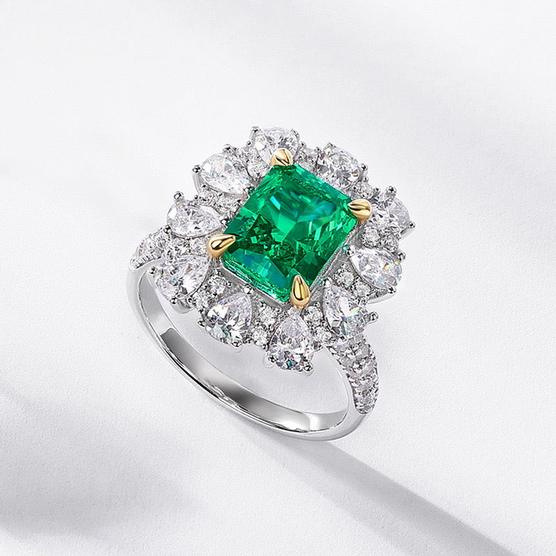 Vintage Cultivated Emerald Ring Female S925 Silver Ring Necklace Dual Purpose - Premium dames sieraden from My Store - Just €216.72! Shop now at KIYOO Royal Brand