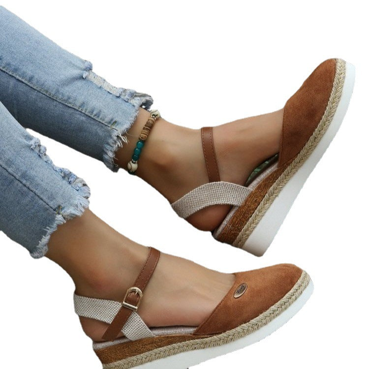 Women's Platform Wedge Lightweight Hemp Rope Sandals - Premium Sandalen from My Store - Just €54.70! Shop now at KIYOO Royal Brand