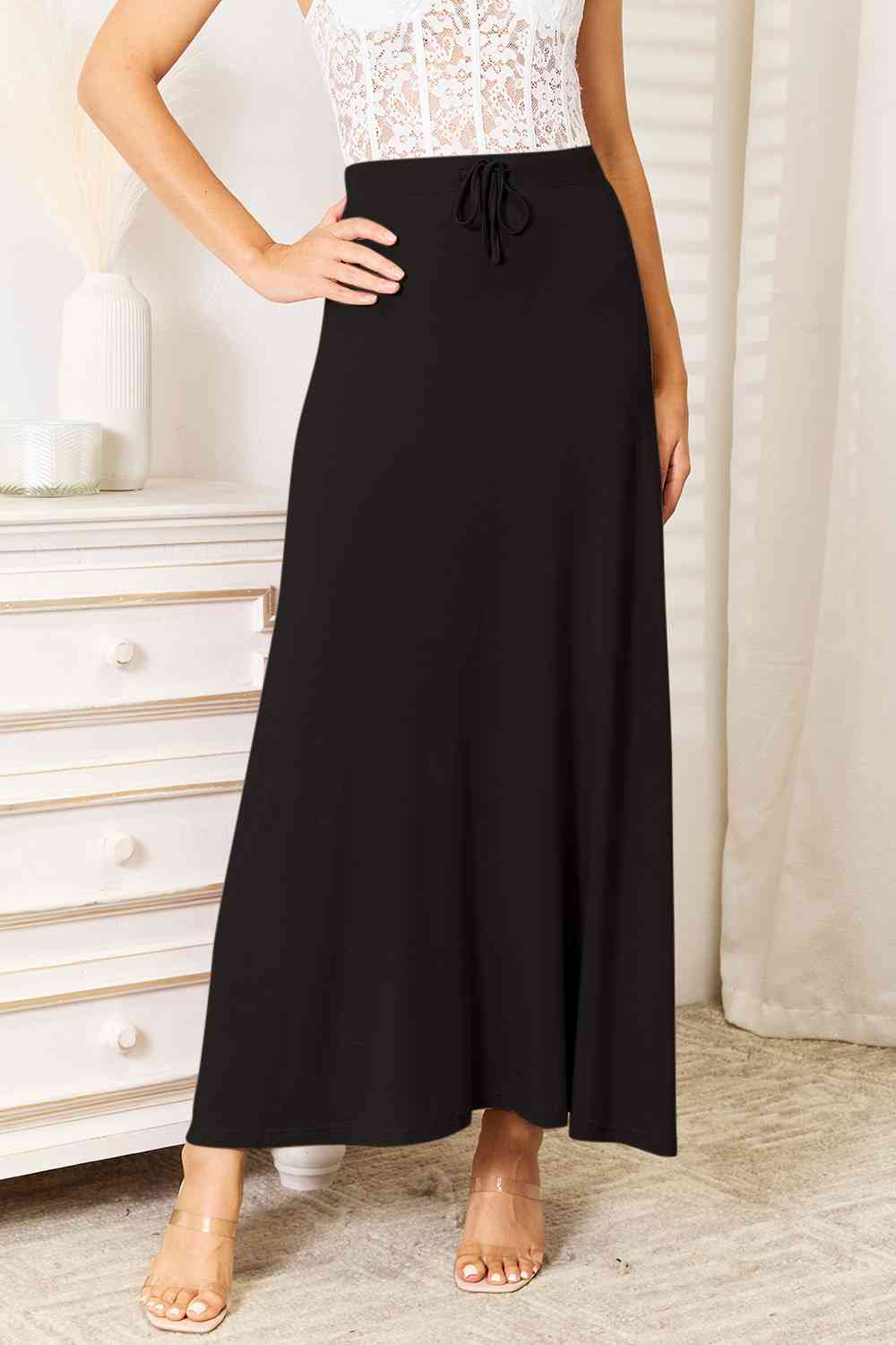 zachte rayon maxi-rok met trekkoord in de taille - Premium  from KIYOO Royal Brand - Just €15.99! Shop now at KIYOO Royal Brand