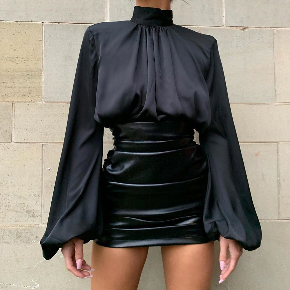 Women's Shiny Patent Leather Pleated Hot Girl Hip Skirt - Premium Rokken from My Store - Just €28.19! Shop now at KIYOO Royal Brand