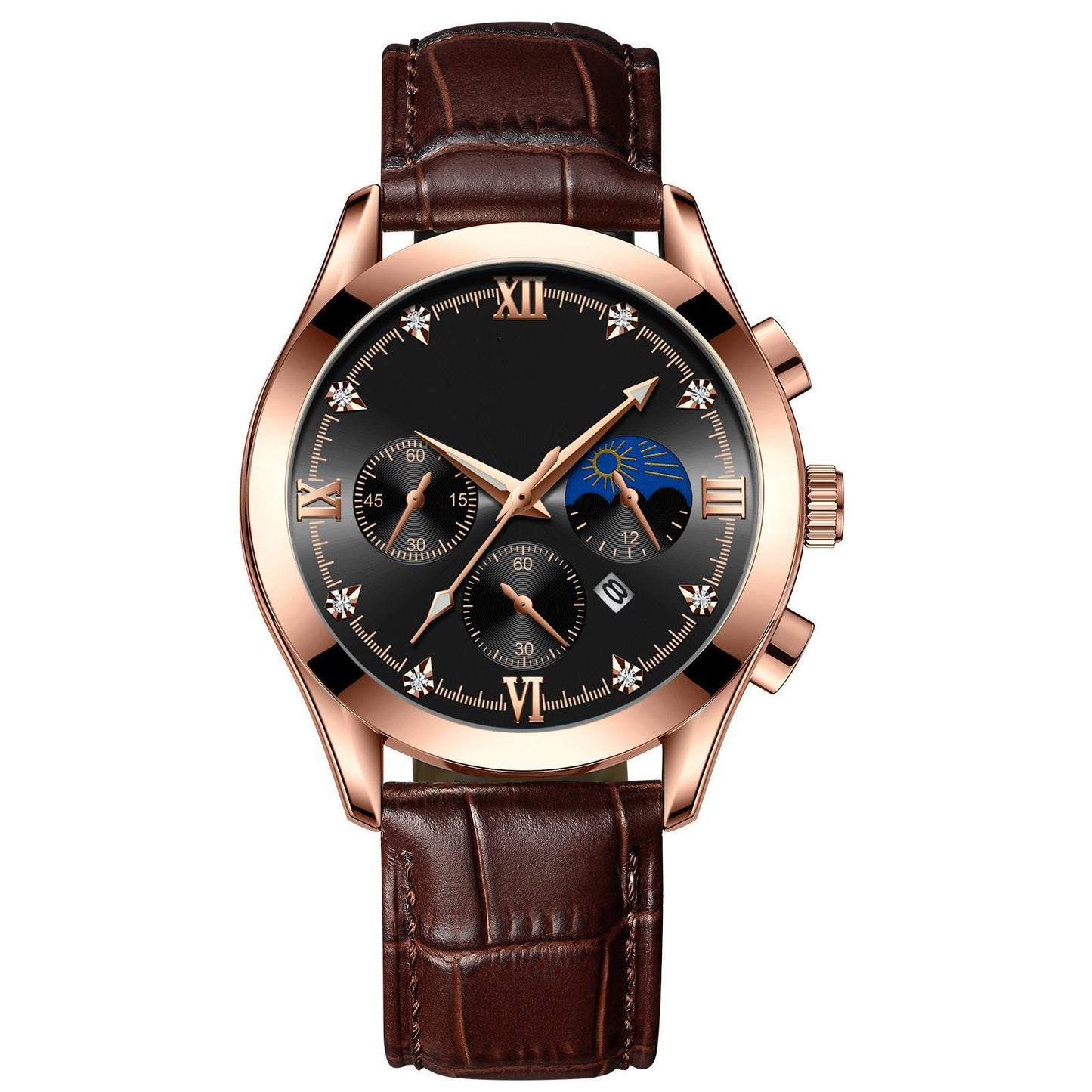 Waterproof Luminous Calendar Men's Fashion Genuine Leather Watch