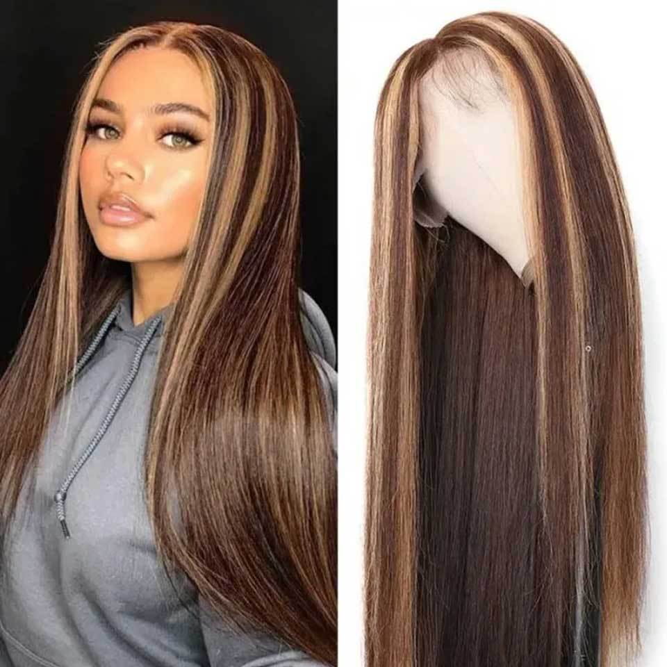 Front Lace Piano Pick Dyeing 4 27T Human Hair Headgear Wig - Premium Pruiken/Waves from My Store - Just €107.54! Shop now at KIYOO Royal Brand