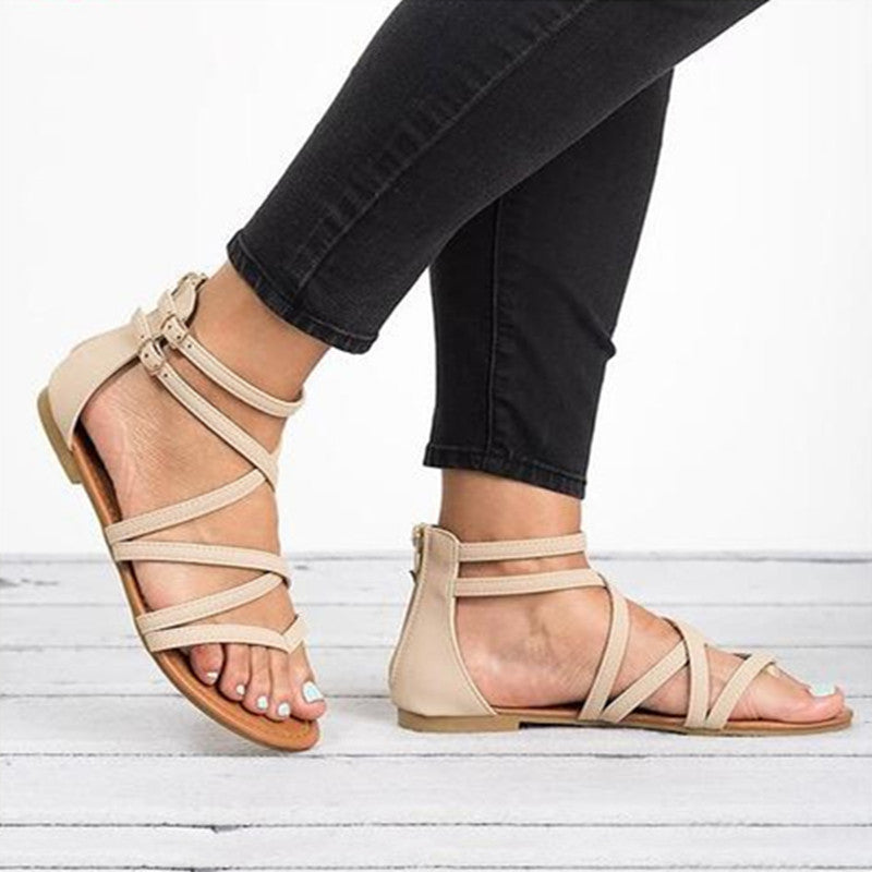 Women's Fashion Simple Cross Strapped Sandals - Premium Sandalen from My Store - Just €47.64! Shop now at KIYOO Royal Brand