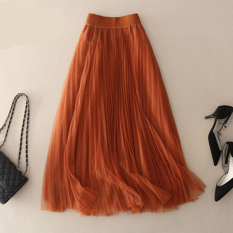 Pleated Mesh Skirt Skirt