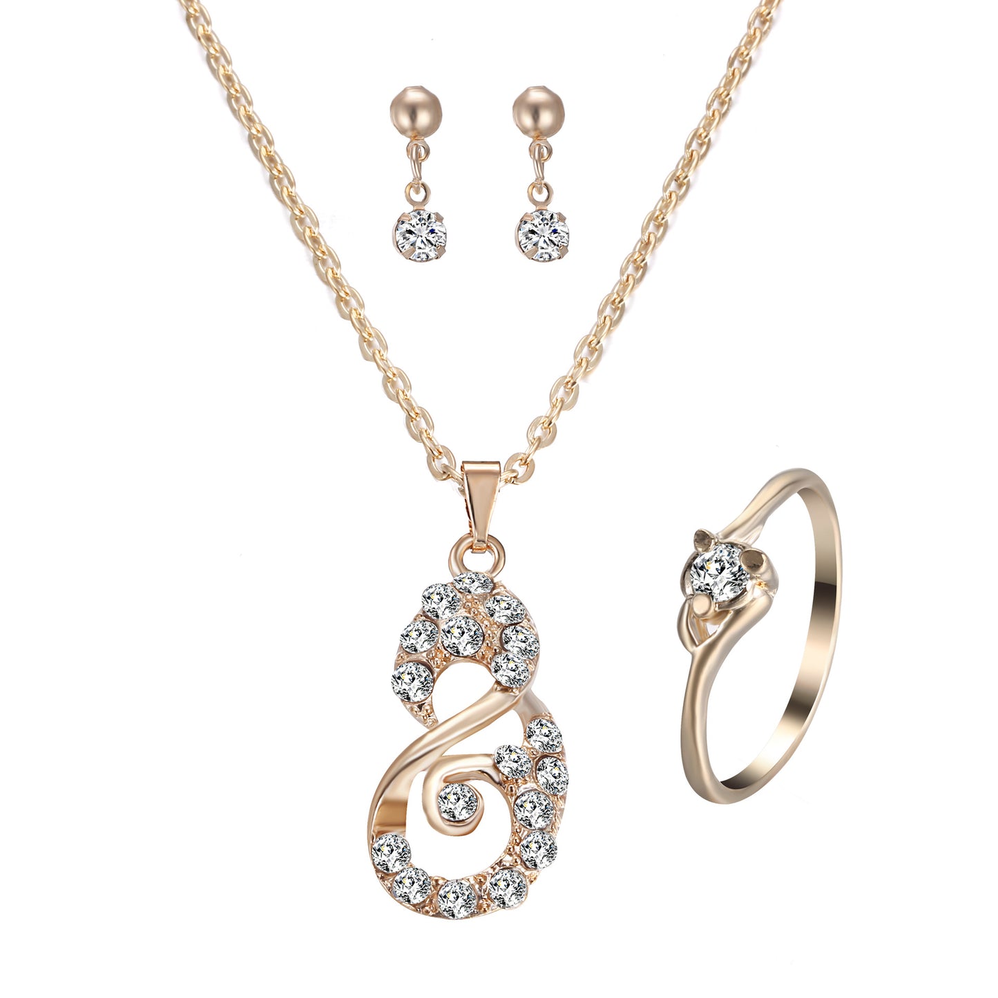 Heart Pendant Jewelry Set Rhinestone Jewellery - Premium dames sieraden from My Store - Just €31.29! Shop now at KIYOO Royal Brand