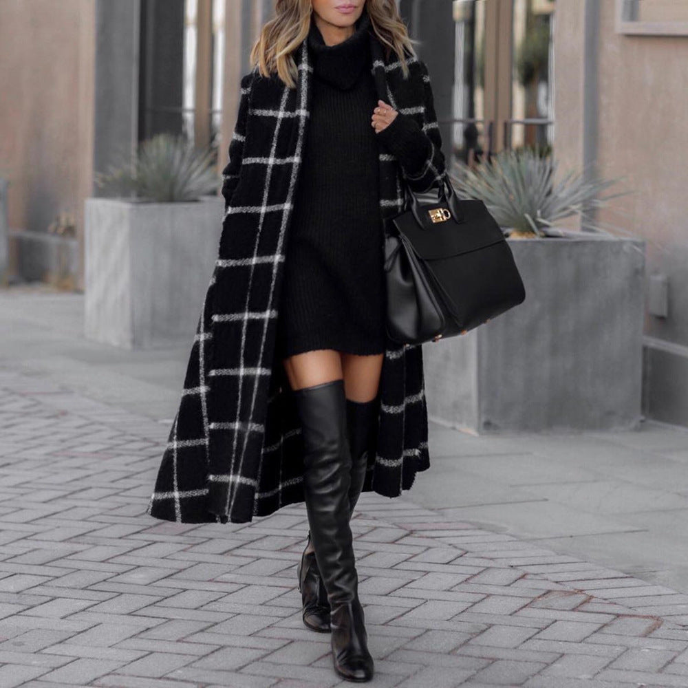 Plaid wool coat - Premium Dames Jassen from My Store - Just €56.98! Shop now at KIYOO Royal Brand