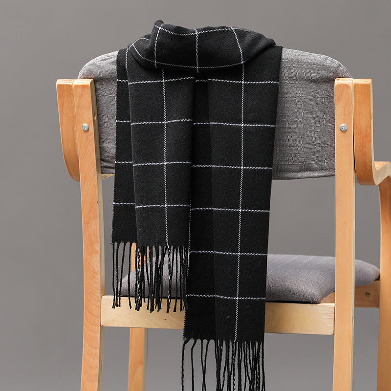 Cashmere Fringed Couple's Checked Scarf