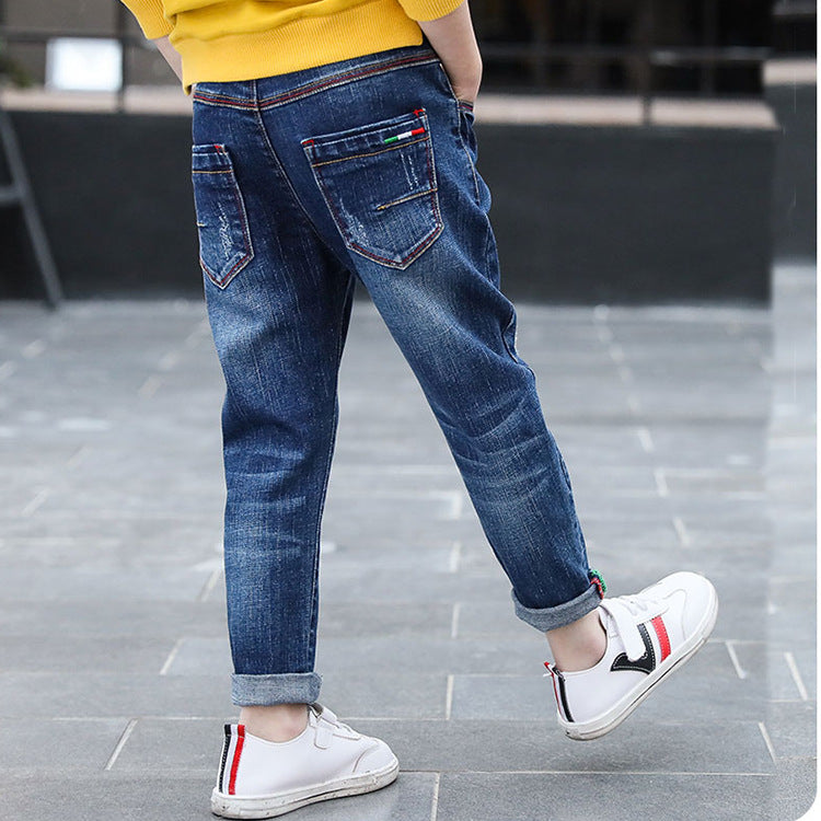 Boys' denim trousers, new style, big children's trousers, spring and autumn children's trousers - Premium Jongens broeken from My Store - Just €34.64! Shop now at KIYOO Royal Brand