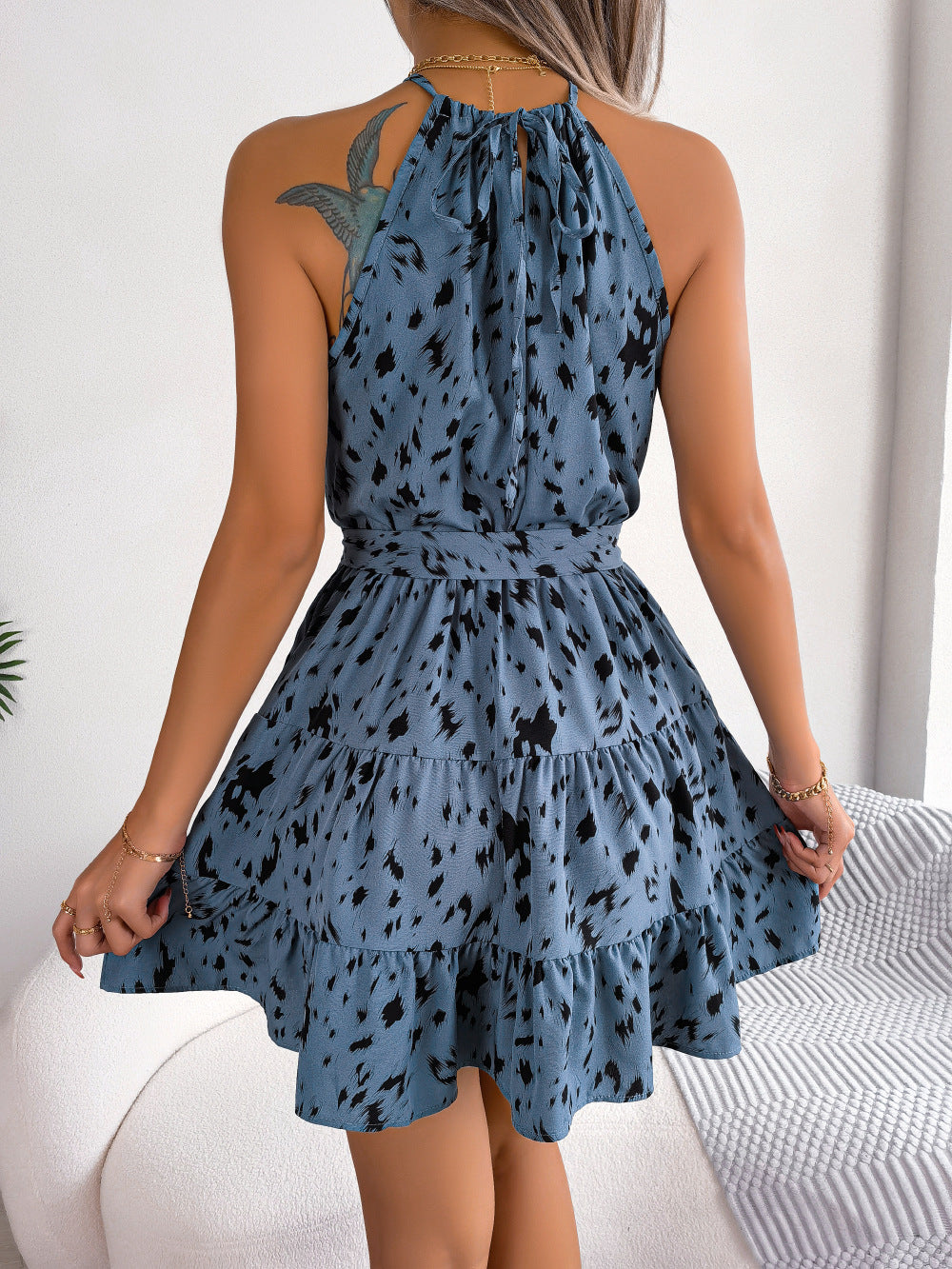 Casual Leopard Print Ruffled Swing Dress Summer Fashion Beach Dresses Women - Premium Jurken from My Store - Just €36.78! Shop now at KIYOO Royal Brand