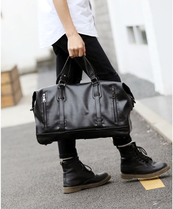 Large-capacity business handbag leather travel bag gym bag fashion men short-distance travel bag men - Premium Tassen & Rugtassen from My Store - Just €86.68! Shop now at KIYOO Royal Brand