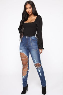 Women's Fashion Casual Simple Ripped Jeans - Premium Dames Jeans from My Store - Just €38.56! Shop now at KIYOO Royal Brand