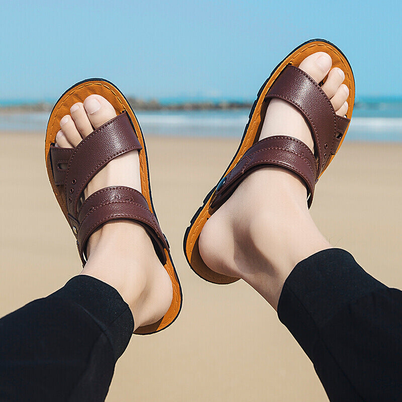 Men's Summer Sandals Beach Shoes Leather Casual Fashion - Premium Sandalen & Slippers from My Store - Just €15.45! Shop now at KIYOO Royal Brand