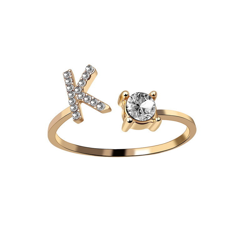 verstelbare 26 beginletter ring voor vrouwen - Premium dames sieraden from KIYOO Royal Brand - Just €13.70! Shop now at KIYOO Royal Brand