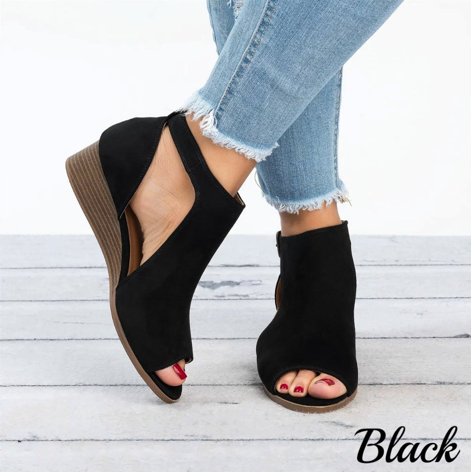 Women Soft Leather Casual Peep Toe Gladiator Wedges Platform Sandals - Premium Sandalen from My Store - Just €49.92! Shop now at KIYOO Royal Brand