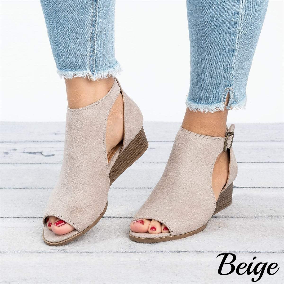 Women Soft Leather Casual Peep Toe Gladiator Wedges Platform Sandals - Premium Sandalen from My Store - Just €49.92! Shop now at KIYOO Royal Brand