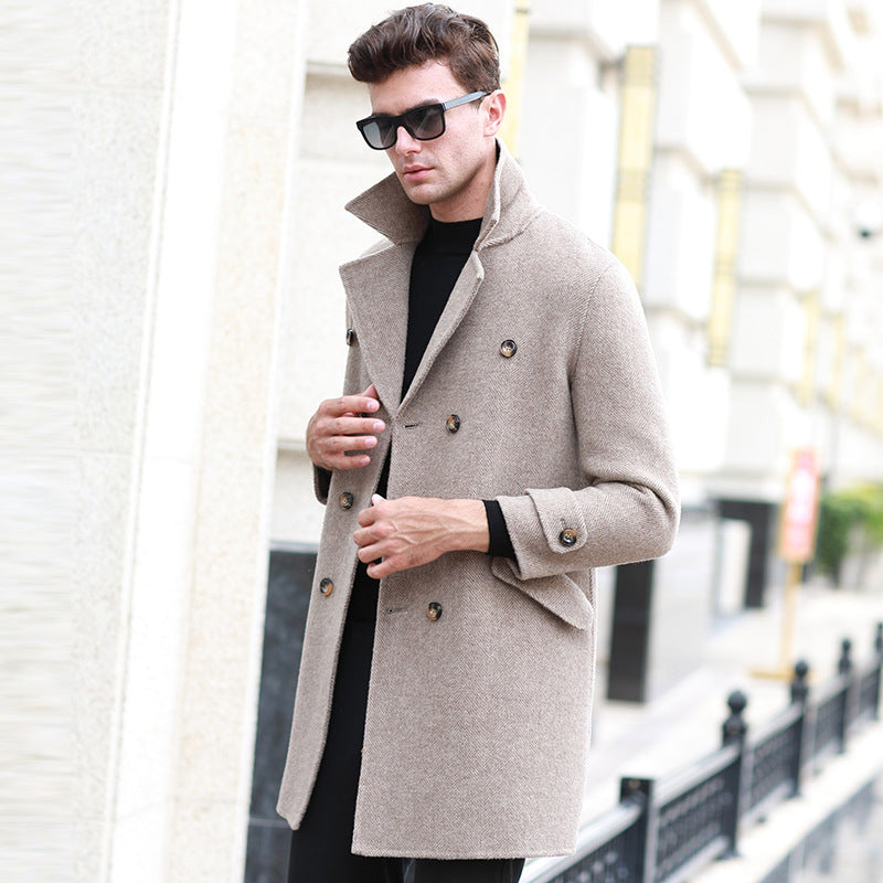 Double-breasted mid-length woolen coat - Premium Jassen from My Store - Just €234.43! Shop now at KIYOO Royal Brand