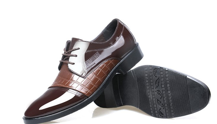 pattern autumn men's pointed business dress shoes leather men's shoes single shoes shoes men - Premium veterschoenen from My Store - Just €40.15! Shop now at KIYOO Royal Brand