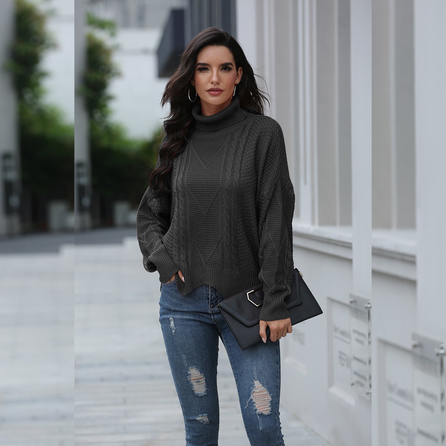 Loose solid color sweater women winter - Premium Truien & Vesten from My Store - Just €38.31! Shop now at KIYOO Royal Brand