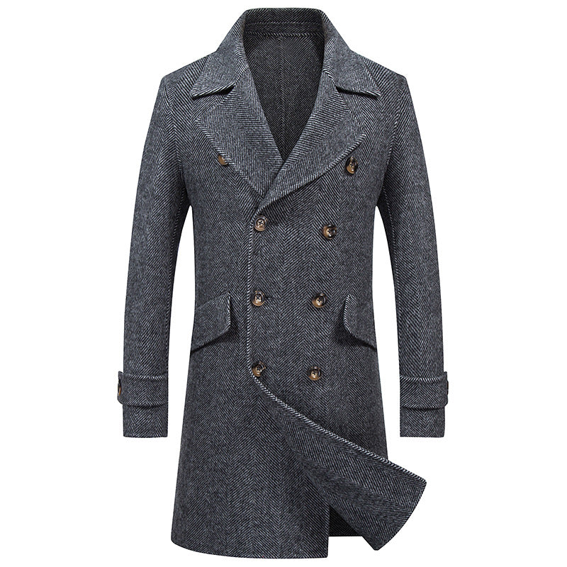 Double-breasted mid-length woolen coat - Premium Jassen from My Store - Just €234.43! Shop now at KIYOO Royal Brand