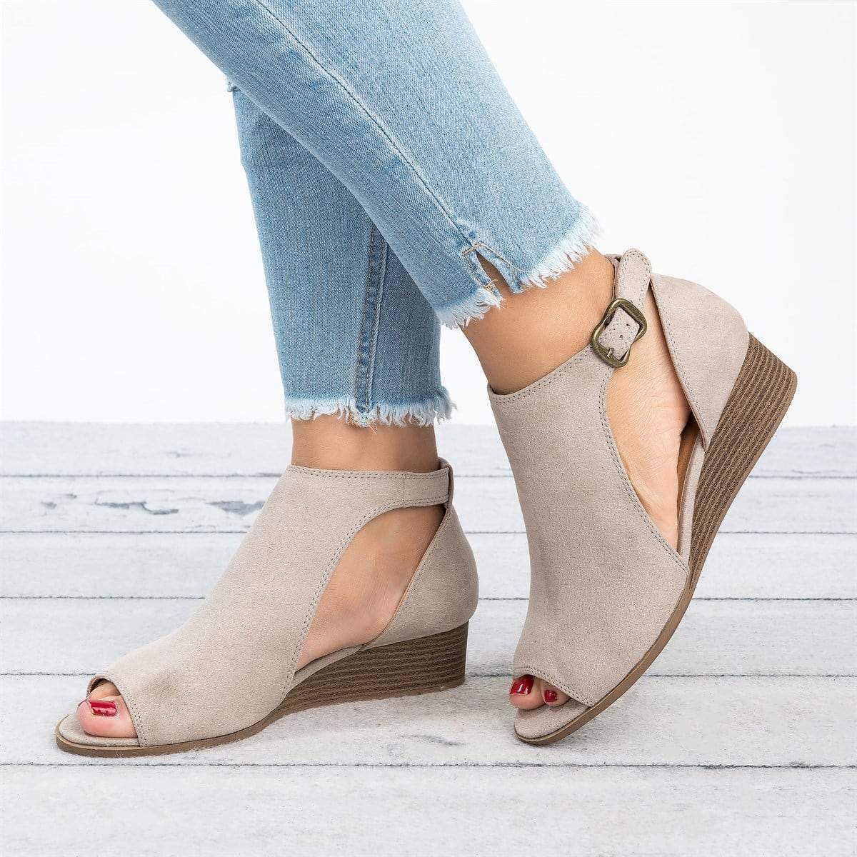 Women Soft Leather Casual Peep Toe Gladiator Wedges Platform Sandals - Premium Sandalen from My Store - Just €49.92! Shop now at KIYOO Royal Brand