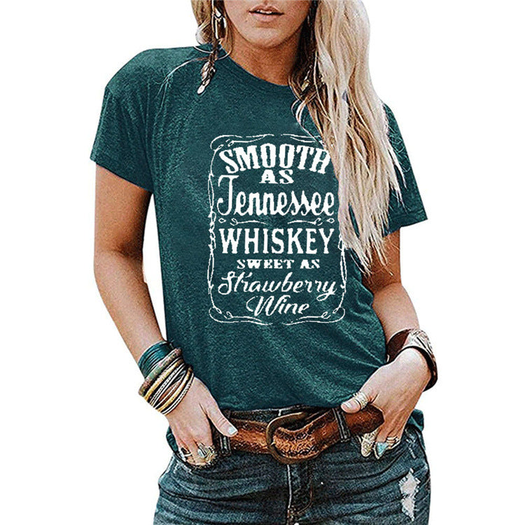 Ladies Blouse Letter Printing Round Neck Short-sleeved T-Shirt Women - Premium topjes/shirt from My Store - Just €28.17! Shop now at KIYOO Royal Brand