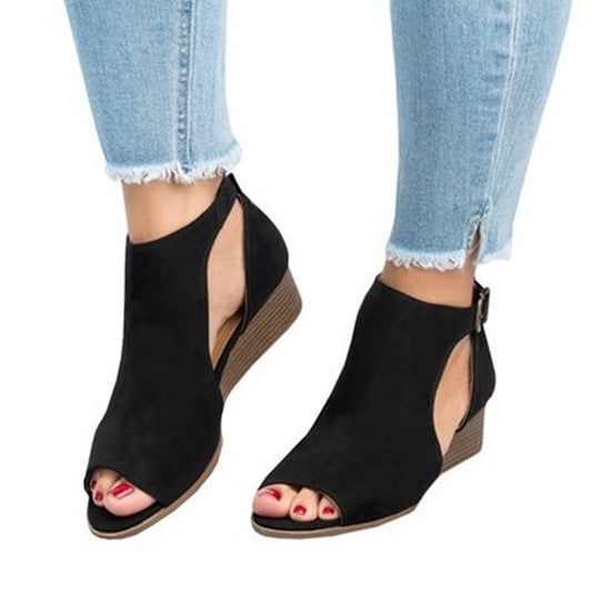 Women Soft Leather Casual Peep Toe Gladiator Wedges Platform Sandals - Premium Sandalen from My Store - Just €49.92! Shop now at KIYOO Royal Brand