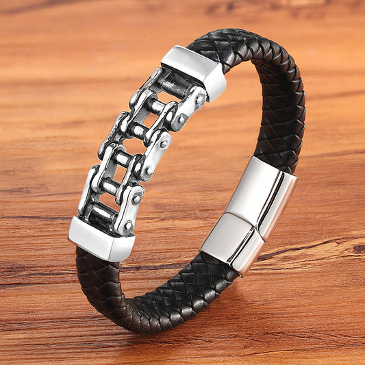 Leather Leather Braided Bracelet, Leather Bracelet, Custom Leather Bracelet, Men'S Cowhide Jewelry - Premium Mannen Sieraden from My Store - Just €18.49! Shop now at KIYOO Royal Brand