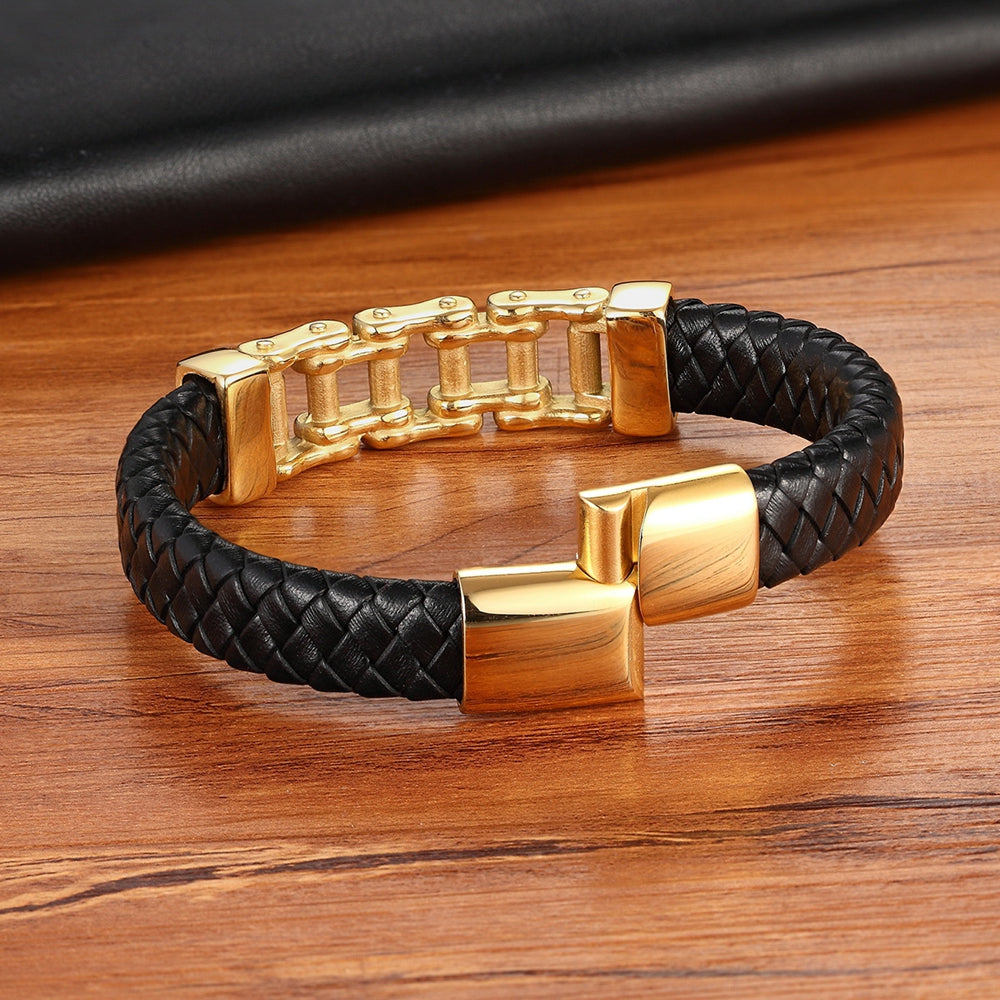 Leather Leather Braided Bracelet, Leather Bracelet, Custom Leather Bracelet, Men'S Cowhide Jewelry - Premium Mannen Sieraden from My Store - Just €18.49! Shop now at KIYOO Royal Brand