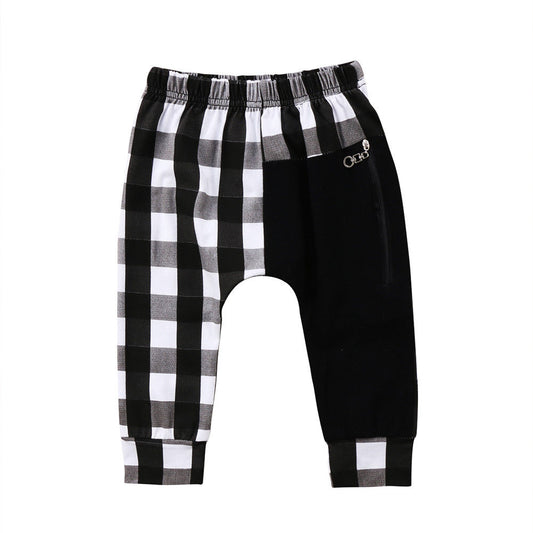 Pudcoco Boy Pants 1Y-6Y Fashion Toddler Kids Boys Plaid Bottom Pants Tights Harem Pants Trousers Casual