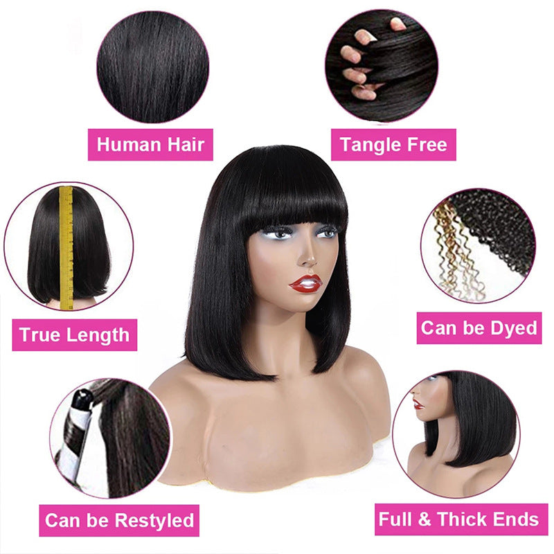 Women's Hand-Cranked Hair, Real Hair Headdress, Human Hair Wavy Wig - Premium haar from My Store - Just €110.67! Shop now at KIYOO Royal Brand