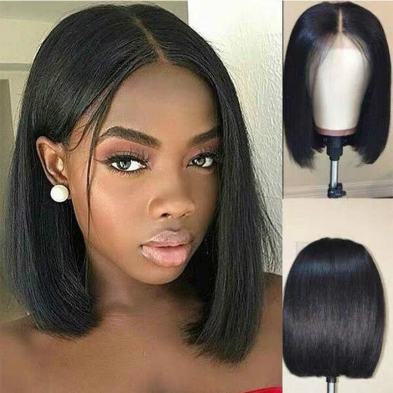 Wig Women Short Human Hair Wigs Bob Brazilian Black Women Remy - Premium Pruiken/Waves from My Store - Just €37.61! Shop now at KIYOO Royal Brand