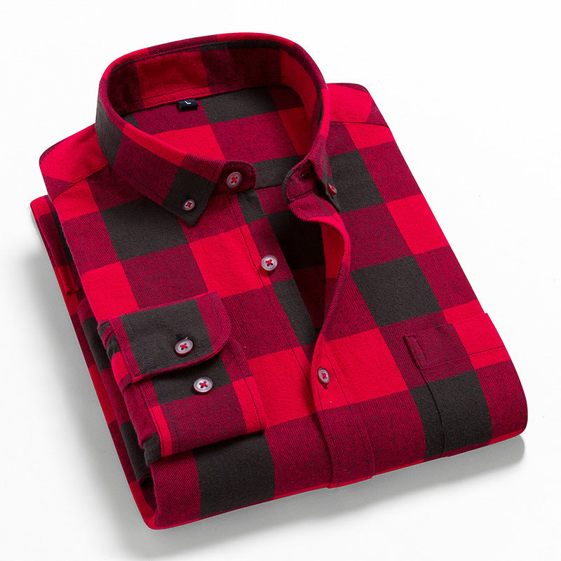 Casual All-match Plaid Long-sleeved Shirt Men - Premium Overhemden from My Store - Just €23.87! Shop now at KIYOO Royal Brand