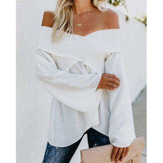 Dames sexy off-shoulder blouse - Premium Blouses from My Store - Just €22.96! Shop now at KIYOO Royal Brand