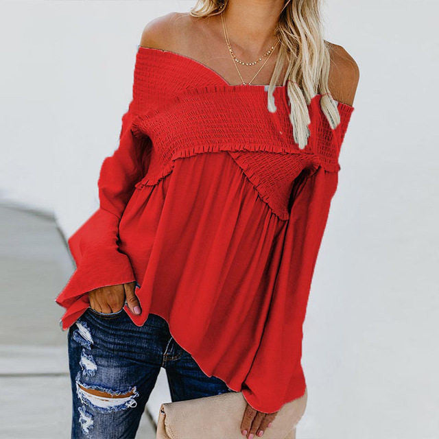 Dames sexy off-shoulder blouse - Premium Blouses from My Store - Just €22.96! Shop now at KIYOO Royal Brand