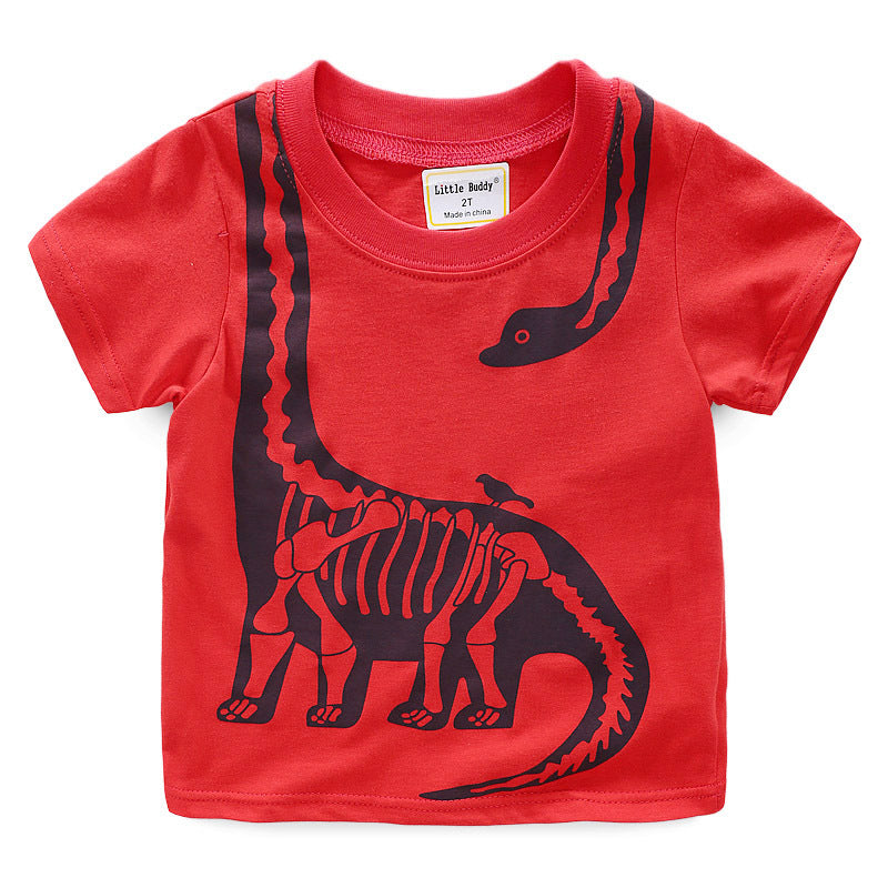 Kids Dinosaur Print Summer Short Sleeve - Premium T-shirt Jongens from My Store - Just €15.72! Shop now at KIYOO Royal Brand