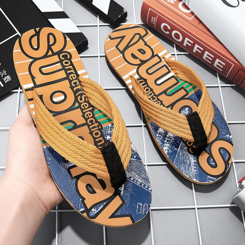 Summer Flip Flop Sandals Men's Tide Drag Beach Fashion Outside Wear All-Match Pinch Feet - Premium Sandalen & Slippers from My Store - Just €31.66! Shop now at KIYOO Royal Brand