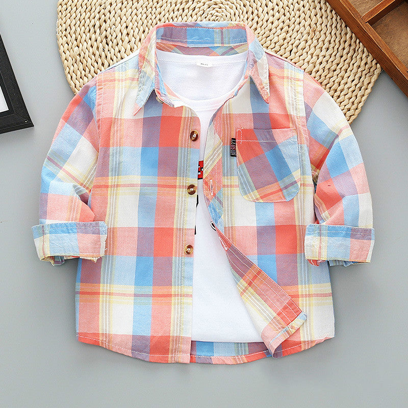 Boys Long Sleeve Plaid Shirt Jacket Spring