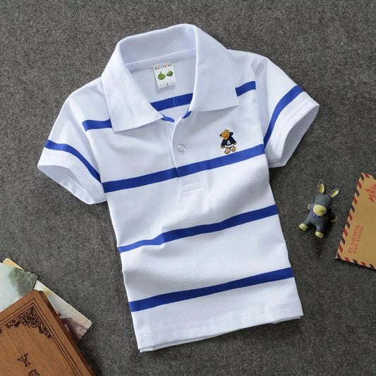 CUHK Children's T-shirt Cotton Striped Lapel Polo Shirt - Premium T-shirt Jongens from My Store - Just €17.59! Shop now at KIYOO Royal Brand