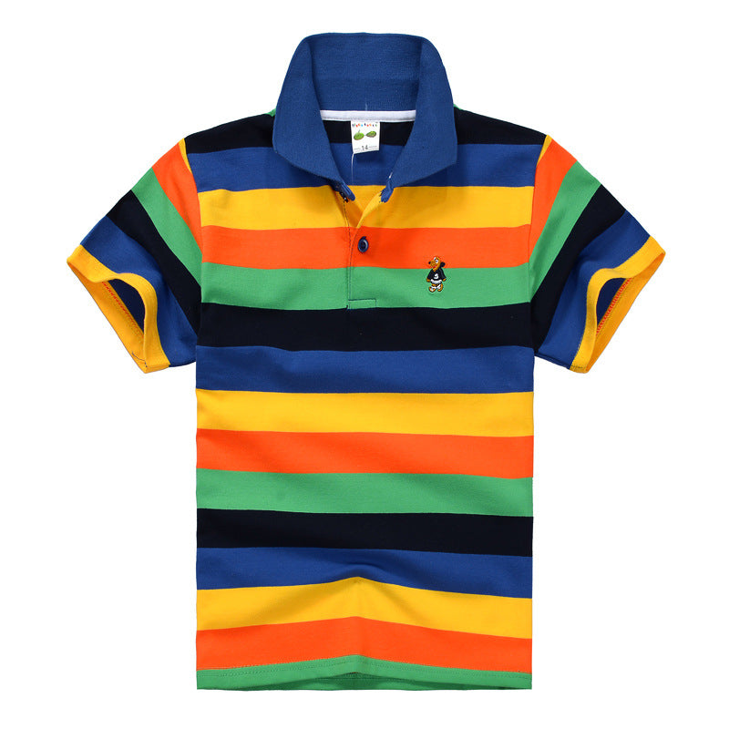 CUHK Children's T-shirt Cotton Striped Lapel Polo Shirt - Premium T-shirt Jongens from My Store - Just €16.10! Shop now at KIYOO Royal Brand